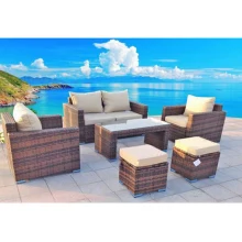 PE Rattan & Aluminum Furniture, Outdoor Rattan Sofa (9103s)